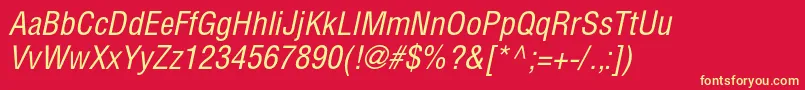 HelioscondcItalic Font – Yellow Fonts on Red Background