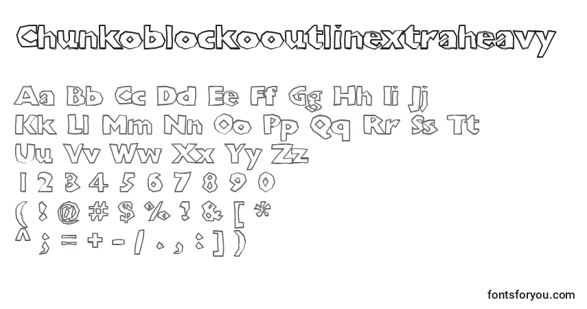 A fonte Chunkoblockooutlinextraheavy – alfabeto, números, caracteres especiais