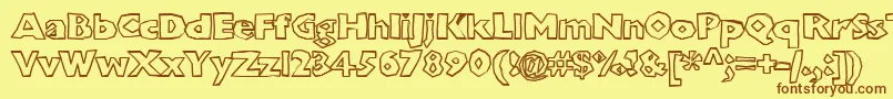 Chunkoblockooutlinextraheavy Font – Brown Fonts on Yellow Background
