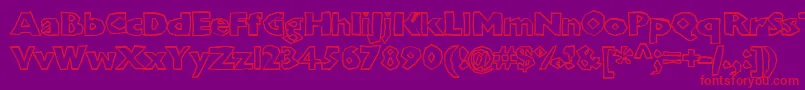 Chunkoblockooutlinextraheavy-Schriftart – Rote Schriften auf violettem Hintergrund