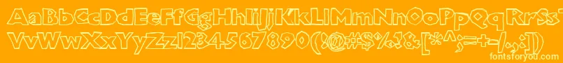 フォントChunkoblockooutlinextraheavy – オレンジの背景に黄色の文字