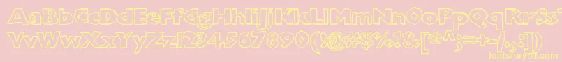 Saiba mais sobre a fonte Chunkoblockooutlinextraheavy Fonte Chunkoblockooutlinextraheavy – fontes amarelas em um fundo rosa