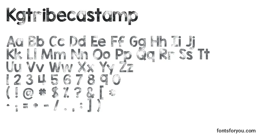 Czcionka Kgtribecastamp – alfabet, cyfry, specjalne znaki