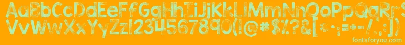 Kgtribecastamp-Schriftart – Grüne Schriften auf orangefarbenem Hintergrund