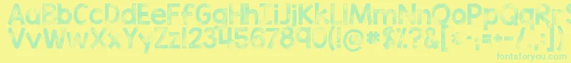 Kgtribecastamp-Schriftart – Grüne Schriften auf gelbem Hintergrund