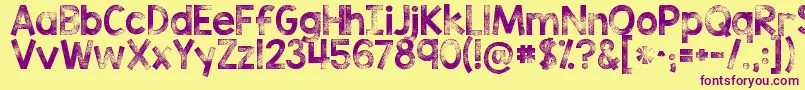 Kgtribecastamp Font – Purple Fonts on Yellow Background