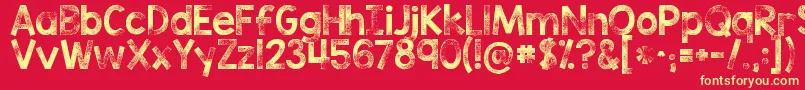 Kgtribecastamp Font – Yellow Fonts on Red Background