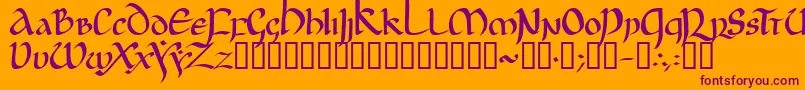 Jgjuncia-Schriftart – Violette Schriften auf orangefarbenem Hintergrund