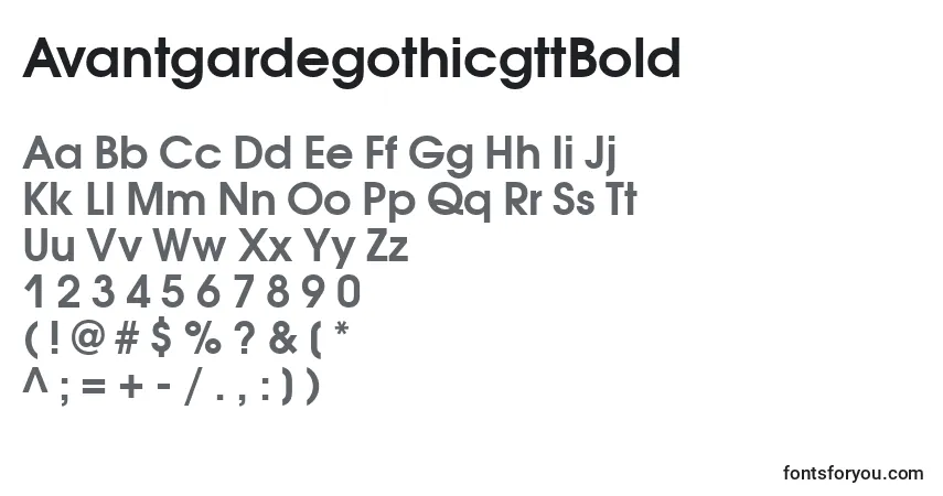 Czcionka AvantgardegothicgttBold – alfabet, cyfry, specjalne znaki
