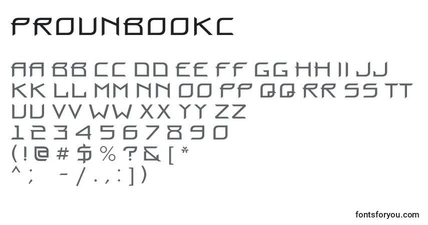 Schriftart Prounbookc – Alphabet, Zahlen, spezielle Symbole