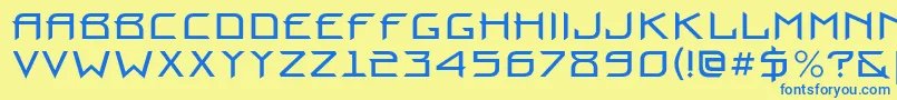 フォントProunbookc – 青い文字が黄色の背景にあります。