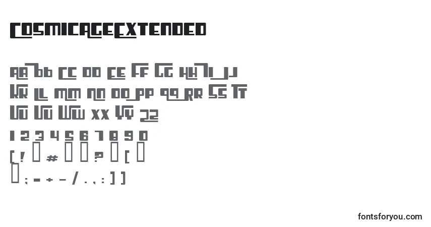 Шрифт CosmicAgeExtended – алфавит, цифры, специальные символы