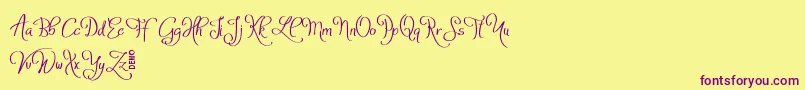 AtylaDemo-Schriftart – Violette Schriften auf gelbem Hintergrund