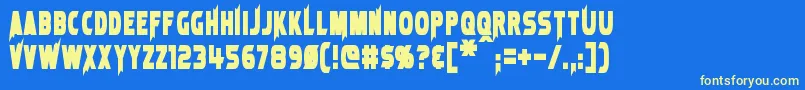 LaserRodBold-Schriftart – Gelbe Schriften auf blauem Hintergrund