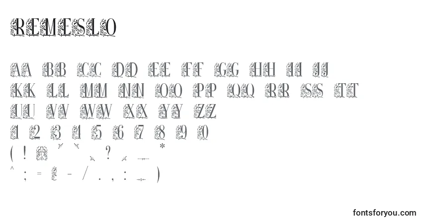 Schriftart Remeslo – Alphabet, Zahlen, spezielle Symbole