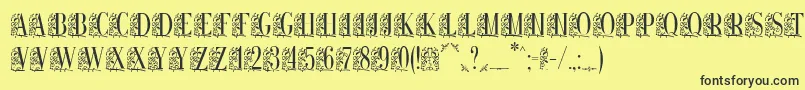 Remeslo-Schriftart – Schwarze Schriften auf gelbem Hintergrund