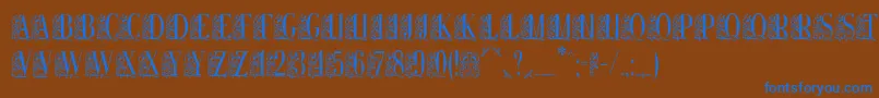 Remeslo-Schriftart – Blaue Schriften auf braunem Hintergrund
