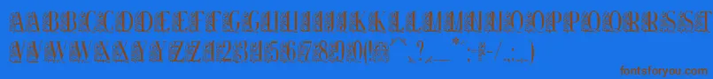 フォントRemeslo – 茶色の文字が青い背景にあります。