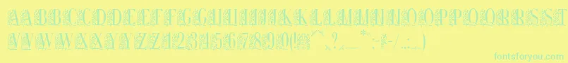Remeslo-Schriftart – Grüne Schriften auf gelbem Hintergrund