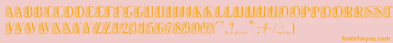 フォントRemeslo – オレンジの文字がピンクの背景にあります。