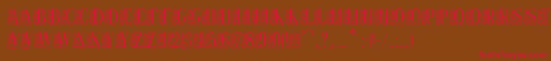 フォントRemeslo – 赤い文字が茶色の背景にあります。