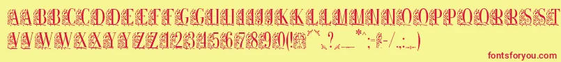 Remeslo-Schriftart – Rote Schriften auf gelbem Hintergrund
