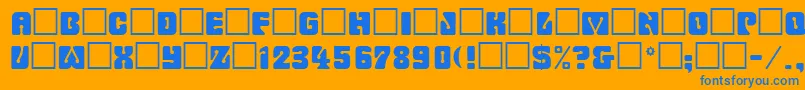 Fonte Romulanfake – fontes azuis em um fundo laranja