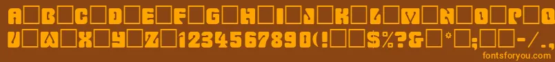 Romulanfake-Schriftart – Orangefarbene Schriften auf braunem Hintergrund