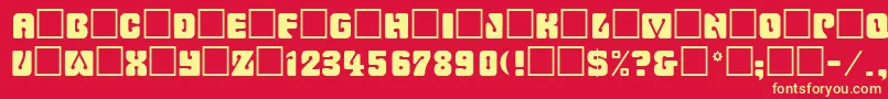 フォントRomulanfake – 黄色の文字、赤い背景