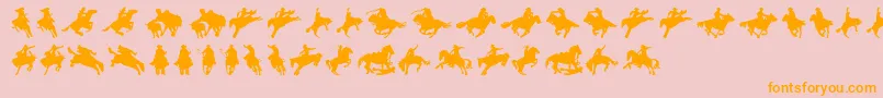 Cowboy-Schriftart – Orangefarbene Schriften auf rosa Hintergrund