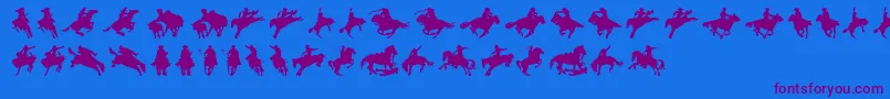 Cowboy-Schriftart – Violette Schriften auf blauem Hintergrund