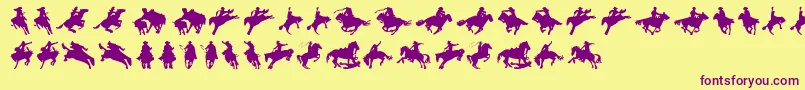 Cowboy-Schriftart – Violette Schriften auf gelbem Hintergrund