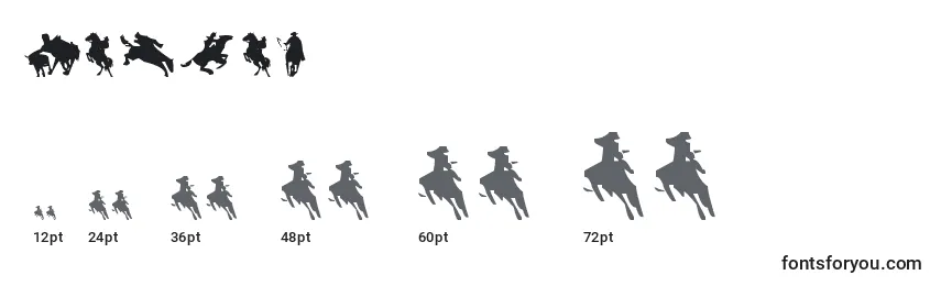 Größen der Schriftart Cowboy