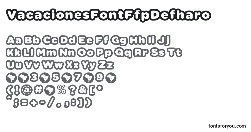 Шрифт VacacionesFontFfpDefharo – алфавит, цифры, специальные символы
