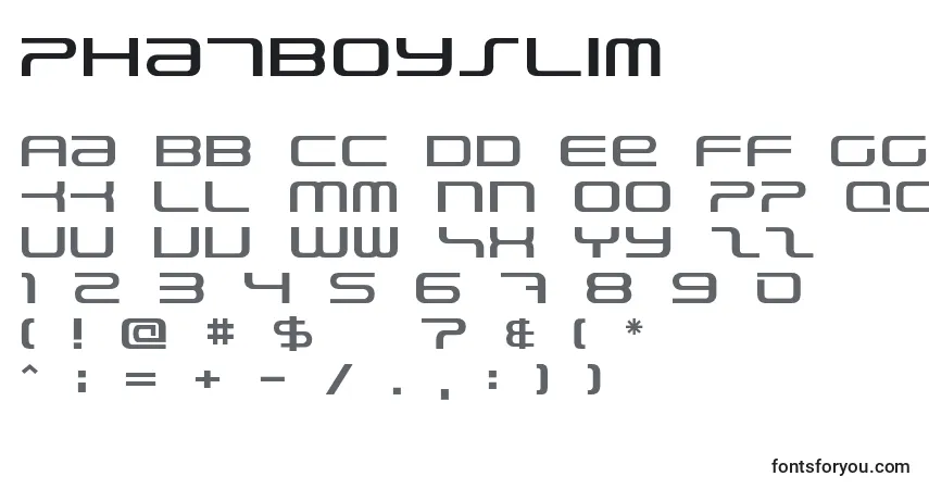 A fonte PhatboySlim – alfabeto, números, caracteres especiais