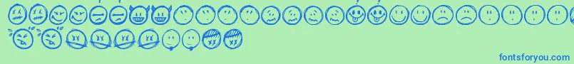Weitere Informationen zur Sketchysmiley-Schriftart Sketchysmiley-Schriftart – Blaue Schriften auf grünem Hintergrund