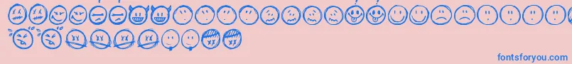Sketchysmiley-Schriftart – Blaue Schriften auf rosa Hintergrund