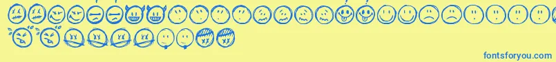 Шрифт Sketchysmiley – синие шрифты на жёлтом фоне