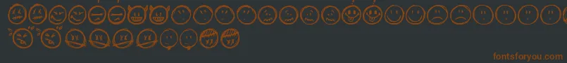 Sketchysmiley-Schriftart – Braune Schriften auf schwarzem Hintergrund