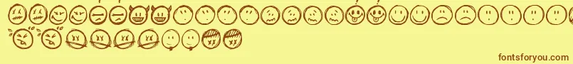 En savoir plus sur la police Sketchysmiley Police Sketchysmiley – polices brunes sur fond jaune