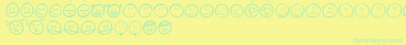 Sketchysmileyフォントについての詳細 フォントSketchysmiley – 黄色い背景に緑の文字