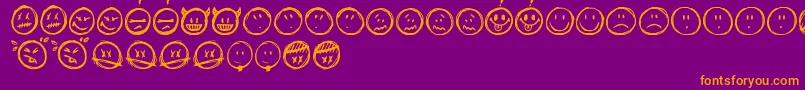 Sketchysmiley-fontti – oranssit fontit violetilla taustalla