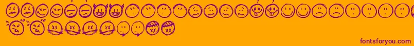Police Sketchysmiley – polices violettes sur fond orange