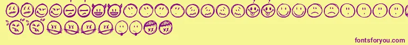 Sketchysmiley-Schriftart – Violette Schriften auf gelbem Hintergrund