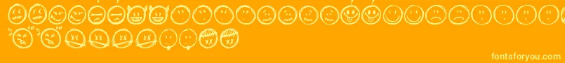 Weitere Informationen zur Sketchysmiley-Schriftart Sketchysmiley-Schriftart – Gelbe Schriften auf orangefarbenem Hintergrund
