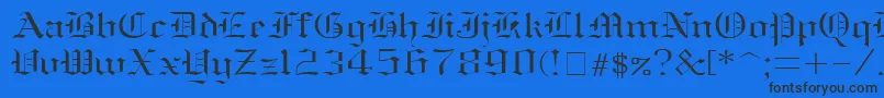 Oldenglish ffy-Schriftart – Schwarze Schriften auf blauem Hintergrund