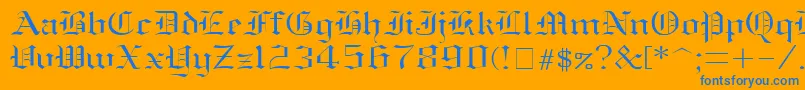 More about Oldenglish ffy Font Oldenglish ffy Font – Blue Fonts on Orange Background