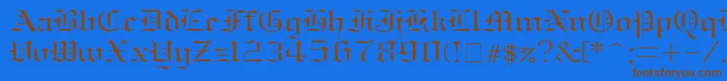 Oldenglish ffy-Schriftart – Braune Schriften auf blauem Hintergrund