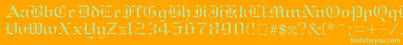 Czcionka Oldenglish ffy – zielone czcionki na pomarańczowym tle