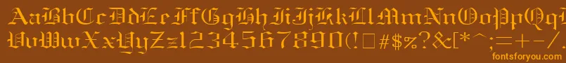 Oldenglish ffy-Schriftart – Orangefarbene Schriften auf braunem Hintergrund